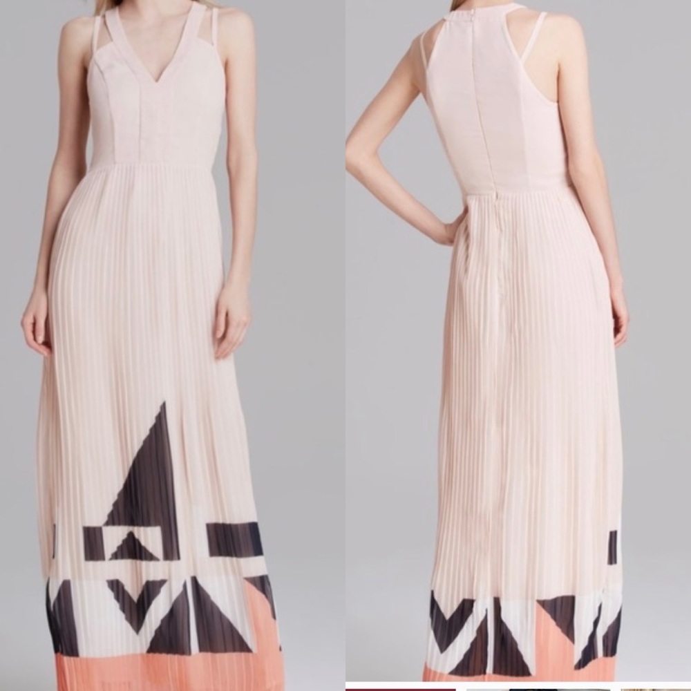 FRENCH CONNECTION MARQUEE Maxi Dress peach Pleated Event Size 4